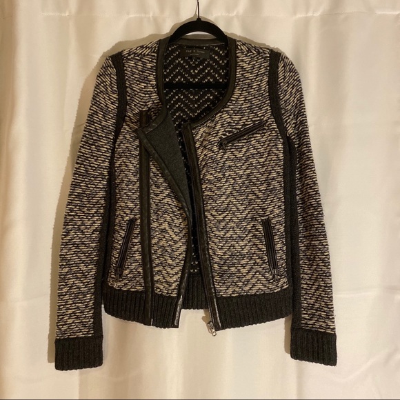 rag & bone Jackets & Blazers - RAG & BONE Jacket, Zip Up, Wool and Leather trip